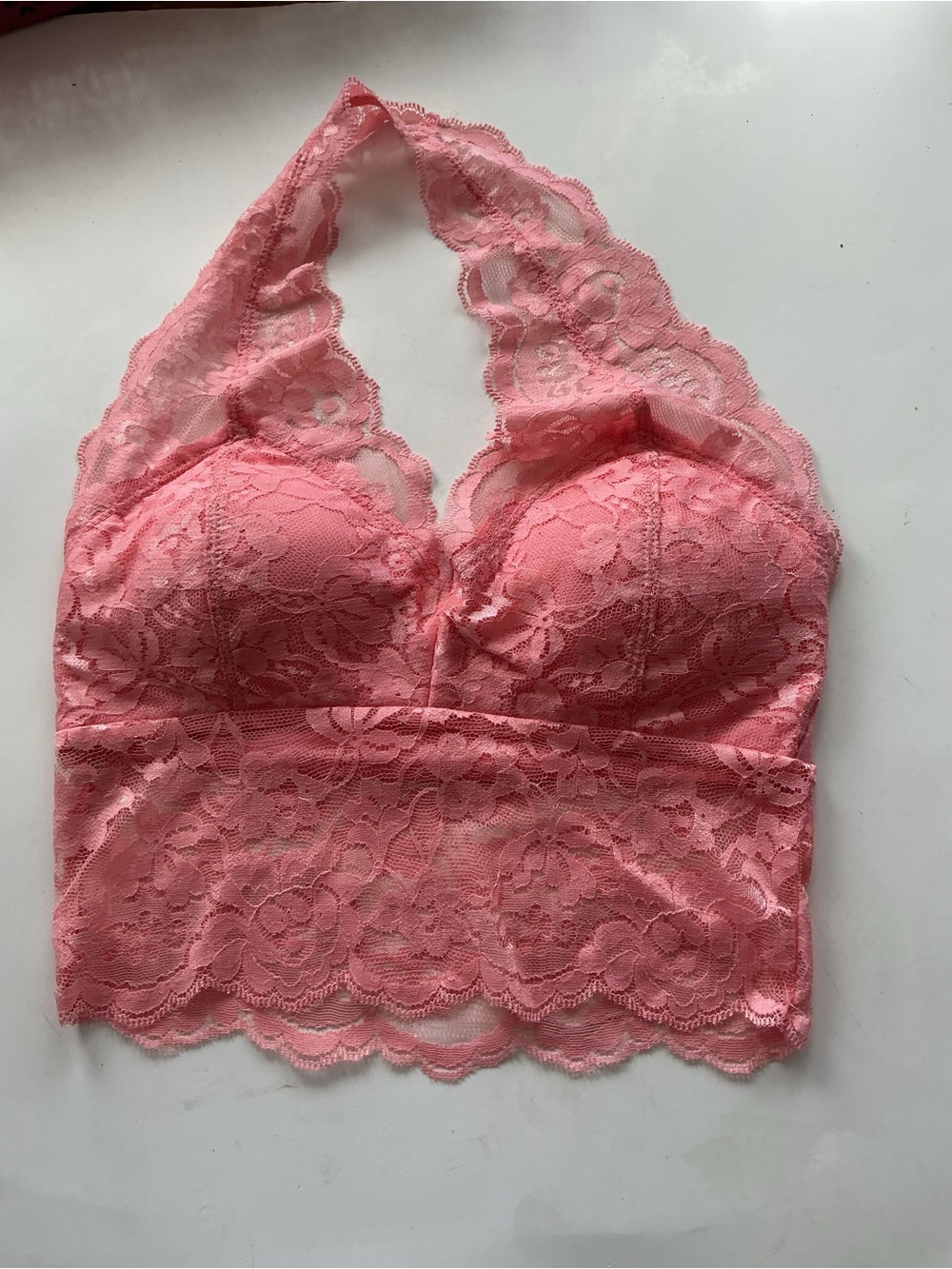 NWT Bozzolo Peach Lace Halter Bralette